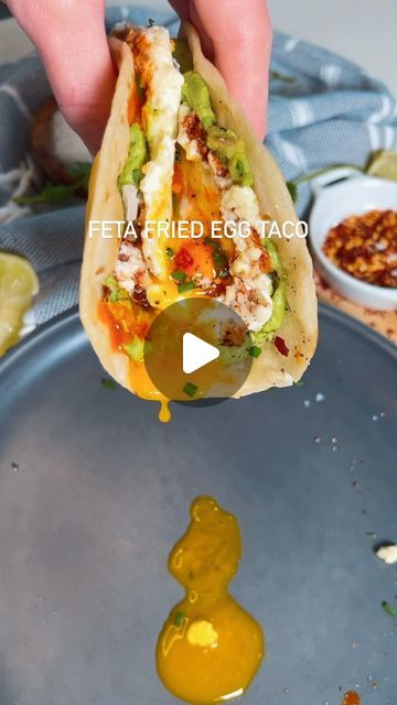 Sherri Davidson on Instagram: "FETA FRIED EGG TACO🍳   INGREDIENTS: - Feta Cheese - Egg - Flour Tortilla (or your preference) - Avocado  In a skillet sprinkle your feta cheese and crack and egg in the middle. Cover and cook for about 1 minute. Smash your avocado or make guacamole. Simply assemble. Tortilla, smashed avo, feta fried egg, toppings of choice. Enjoy!   #fetafriedegg #friedegg #fetaegg #viral #viralreels #fyp #healthylifestyle #healthyfood #healthy #easymeals #easydinner #easyrecipeideas #quicklunch #quickmeal #breakfast #brunch #goodfood" Feta Egg Tortilla, Egg Toppings, Egg Tacos, Avocado Tortilla, Egg Tortilla, Tortilla Bread, Pesto Eggs, Avocado Taco, Taco Ingredients