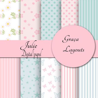 Kit digital Papel Julie GRATIS - Graça Layouts Design ,personalização e criação arte digital Pink Scrapbook Paper, Paper Patterns Design, Scrapbook Paper Designs, Printable Paper Patterns, Digital Paper Free, Idee Cricut, Scrapbook Background, Free Digital Scrapbooking, Paper Patterns