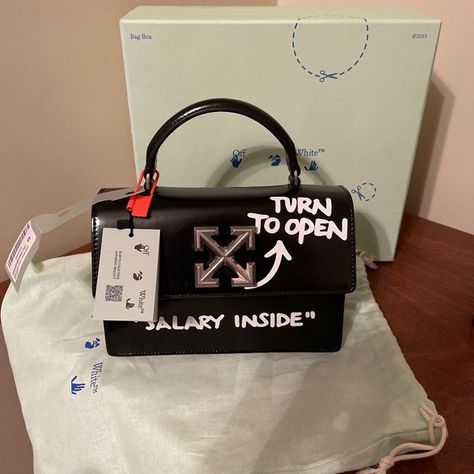 Off-White “Salary Inside” Jitney Bag (1.4) Off White Jitney Bag, Off White Bags, Off White Bag Outfit, Cleangirl Outfit, White Bag Outfit, Off White Purse, Off White Brand, Off White Bag, White Handbags