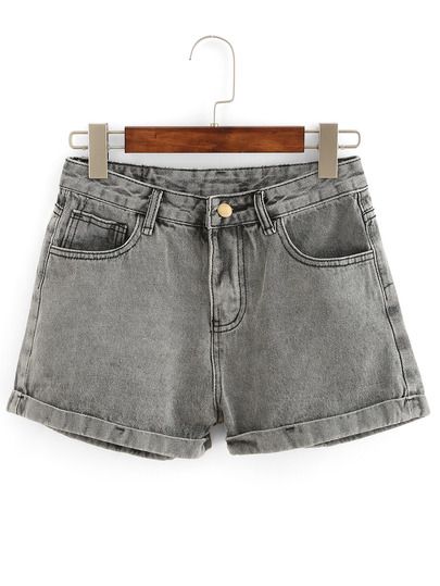 Rolled Hem Grey Denim Shorts Grey Jean Shorts, Capsule Wardrobe 2020, Grey Denim Shorts, Short Jean Shorts, Denim Short Shorts, Gray Shorts, Short Jean, Shorts Denim, Boring Clothes