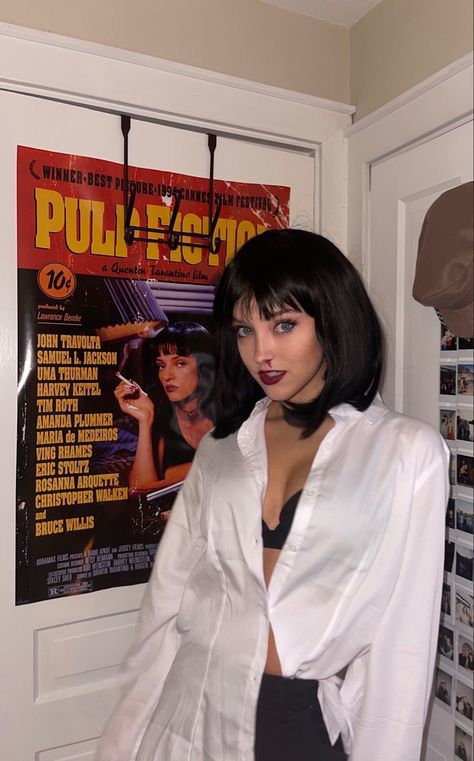 Disfraz Pulp Fiction, Disfraz Mia Wallace, Pulp Fiction Halloween Costume, Mia Wallace Costume, Kostuum Halloween, Kostum Halloween, Horror Halloween Costumes, Movie Halloween Costumes, Halloween Costume Ideas For Women