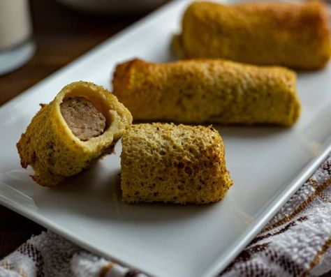 Homemade Breakfast Tornado, Tornado Food, French Toast And Sausage, Air Fryer French Toast, Sausage On A Stick, Perfect French Toast, French Toast Bites, Homemade French Toast, French Toast Roll Ups