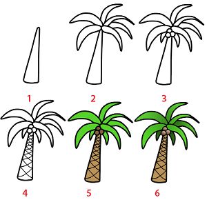 . Scrapbook Drawings, Palm Tree Drawing, Plant Drawing, Bujo Inspiration, Tree Drawing, Easy Drawing, Craft Box, New Crafts, Art Plastique