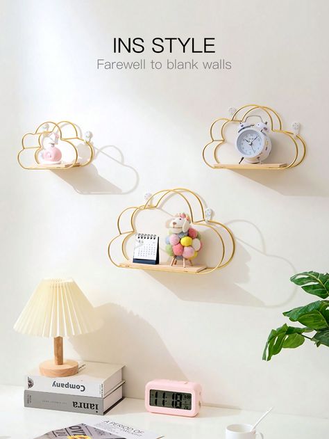 1pc Cloud Shaped Wall Mounted Shelf For Living Room DecorI discovered amazing products on SHEIN.com, come check them out! Cloud Shelf, Danish Pastel Decor, Wall Mounted Storage Shelves, Gold Living Room Decor, Shelf For Living Room, Wall Mounted Shelf, Small Item Storage, Pastel Decor, Estantes Flotantes