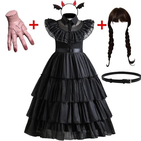 Wednesday Addams Costumes Girls Birthday Princess Costume Black Fancy Halloween Carnival Wednesday Cosplay Dresses for Kids Wednesday Costume, Wednesday Addams Costume, Family Cosplay, Carnival Dress, Birthday Princess, Princess Costume, Kid's Fashion, Halloween Party Costumes, Halloween Carnival