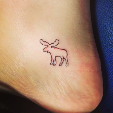 Minimal Moose Tattoo, Moose Family Tattoo, Loon Tattoo Simple, Moose Outline Tattoo, Cute Moose Tattoo, Moose Antlers Tattoo, Tiny Moose Tattoo, Simple Moose Tattoo, Moose Tattoo For Women