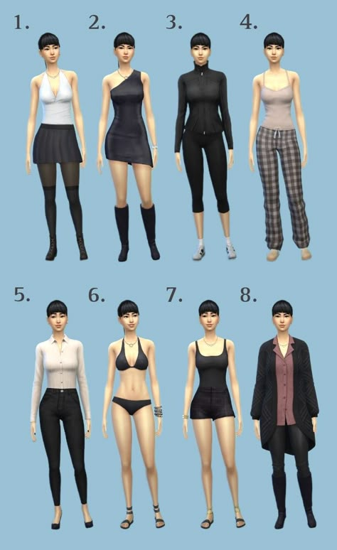 Sims 4 base game outfit ideas, my ID is Yuna_licht #ts4 #sims4 #sims #sims4outfits Sims 4 Outfit Inspo No Cc, Sims 4 Cc Clothes Base Game, Sims 4 Characters Base Game, Sims 4 Clothes Base Game, Sims 4 Inspo Base Game, Cute Sims 4 Characters No Cc, Sims Inspo No Cc, Sims 4 House Inspo Base Game, Sims 4 No Cc Outfits Ideas