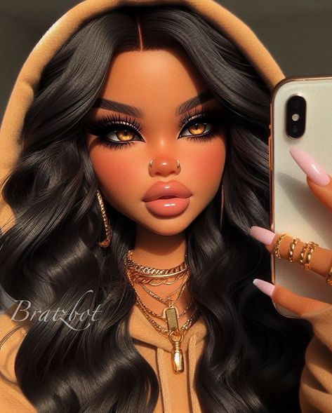 Mexican Bratz Doll, Black Bratz Doll Aesthetic Wallpaper, Gangster Princess, Bratz Baddie, Designer Pictures, Bratz Dolls Aesthetic, Cute Imvu Baddies, Black Bratz Doll, Brat Doll