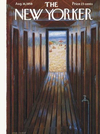 The New Yorker August 16, 1958 Issue | The New Yorker Edna Eicke, New Yorker Cover, The New Yorker Magazine, New Yorker Magazine, New Yorker Covers, Journal Vintage, Magazine Illustration, Beach Posters, Cover Artwork