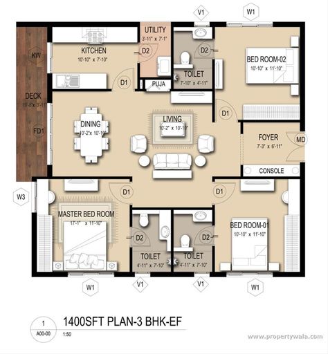 House Design Single Floor, 3bhk House Design, House Design Luxury, 20x40 House Plans, 30x40 House Plans, Indian House Plans, House Garage, Trendy Apartment, Apartment Floor Plan