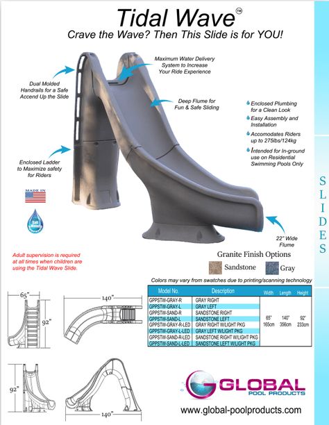 Tidal Wave Pool Slide | Global Pool Products Note Taking Tips, Wave Pool, Pool Slide, Tidal Wave, Pool Slides, Swimming Pool, Sliders, Slides, Swimming