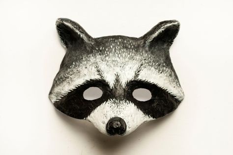 Raccoon Mask, Mask Black And White, Carnival Masquerade, Mask Carnival, Paper Mache Mask, Christmas Fancy Dress, Animal Face Mask, Ceramic Mask, Animal Mask