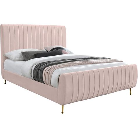 Free 2-day shipping. Buy Meridian Furniture Zara Contemporary Pink Velvet Queen Bed at Walmart.com Velvet Queen Bed, Velvet Upholstered Bed, Lit King Size, Luxe Design, Max On, Velvet Bed, Gold Legs, Meridian Furniture, Beds For Sale