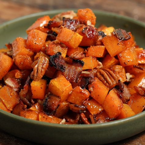 Butternut Squash With Bacon, Butternut Squash Bacon, The Salty Cooker, Crockpot Dump Recipes, Butternut Squash Chili, Butternut Squash Cubes, Cut Butternut Squash, Dump Meals, Butternut Squash Recipes