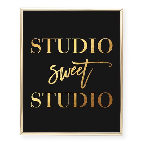 Black And Gold Office Decor, Black White And Gold Office, Black And Gold Office, Gray Interior Doors, Gold Foil Wall Art, Gold Office Decor, Foil Wall, Gold Foil Art Print, Gold Office