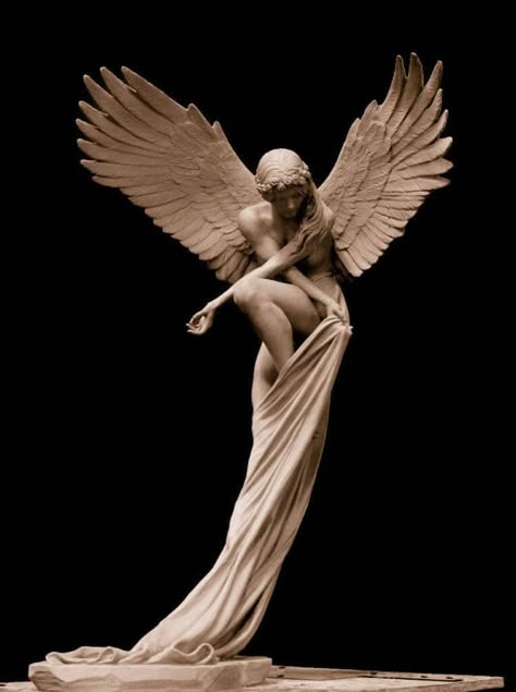 Amazing Figurative Sculpture Depicts an Ethereal Angel Benjamin Victor, Angel Sculpture Art, Art Bizarre, I Believe In Angels, Angel Statue, Angel Sculpture, Angels Among Us, Angel Statues, Arte Fantasy