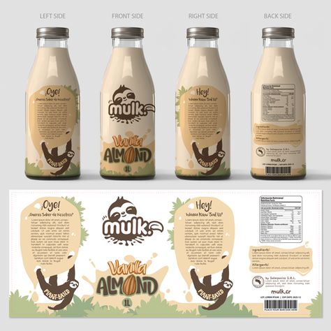 Packaging Minuman, Photoshop Art Ideas, Label Minuman, Modern Wine Labels, Custom Product Packaging, Glass Shelves Decor, Milk Brands, Milk Jar, Milk Packaging