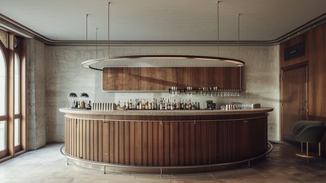 Authentic Half-Circular Bar Counter Rounded Bar Counter, Circular Bar Counter, Circular Bar Design, Curved Bar Counter, Round Bar Design, Curved Bar Design, Leica M11, Circular Bar, Kitchen Bar Counter