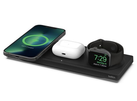 Belkin’s Boost Charge Pro is a 3-in-1 Wireless Charging Pad Verizon Phones, Magsafe Charger, Apple Watch Series 7, Magnetic Charger, Useful Items, Watch Charger, Apple Devices, Charging Pad, Wireless Charging Pad