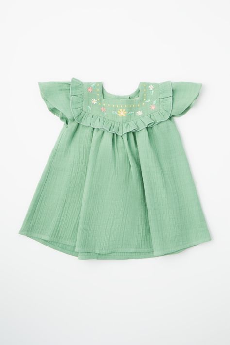 Embroidered rustic dress - Kids & Babies | Baby Girl | Dresses Rustic Dress, Baby Tunic, Rustic Dresses, Mother Daughter Dress, Fashion Silhouette, Baby Dress Design, Designer Baby, Kids Pattern, Baby Design