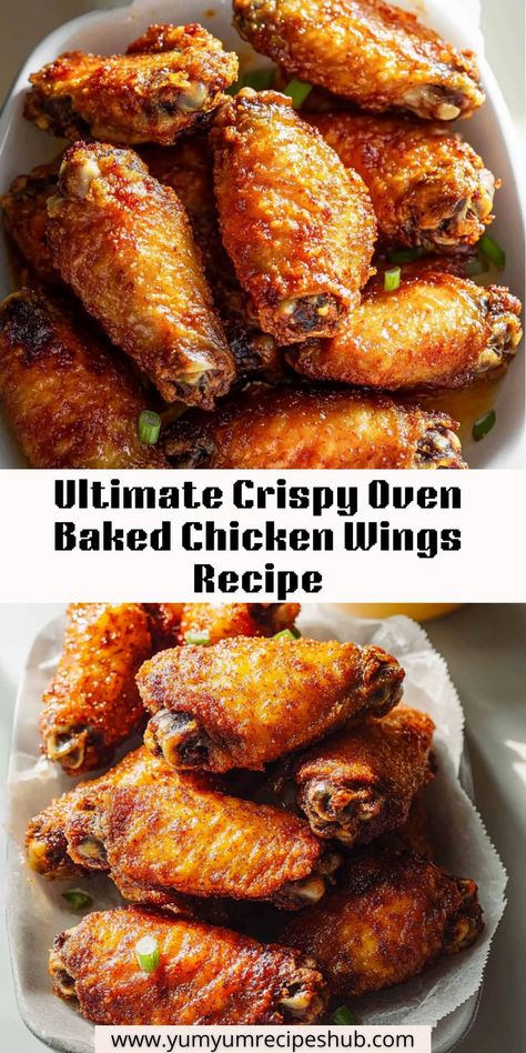 Discover the secret to achieving the perfect crispy oven baked chicken wings with this easy recipe. These wings are seasoned with a blend of spices, then baked to golden perfection, ensuring a crunchy exterior and juicy interior. Ideal for game day, parties, or a cozy dinner at home, this versatile dish can be customized with your favorite flavors. Say goodbye to frying and hello to a healthier, equally delicious way to enjoy your chicken wings. Get ready to impress your guests and satisfy your cravings! Oven Chicken Wings Crispy, Oven Wings Crispy, Wings Recipe Oven, Chicken Wings Oven, Oven Fried Chicken Wings, Wings Oven, Baked Chicken Wings Recipe, Crispy Oven Baked Chicken Wings, Chicken Wing Seasoning