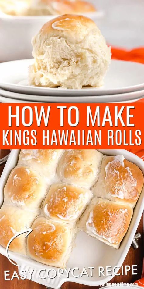 You are going to love this Kings Hawaiian Rolls Recipe. It is so easy to make and tastes just like the real thing. Save money and make Kings Hawaiian rolls. Kings Hawaiian Rolls Recipe, Hawaiian Rolls Recipe, Kings Hawaiian Rolls, Hawaiian Sweet Breads, King Hawaiian Rolls, Sweet Dinner Rolls, Sweet Roll Recipe, Homemade Bread Recipes Easy, Hawaiian Sweet Rolls