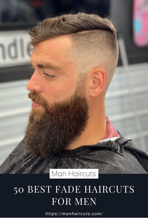 A man with Long Textured Hairstyle and beard Razor Fade Haircut Men, High Skin Fade Men, High Fade Comb Over, Mens Comb Over Haircut, Skin Fade Comb Over, Skin Fade Haircut Men, Fade Haircut With Beard, Short Comb Over, Razor Fade