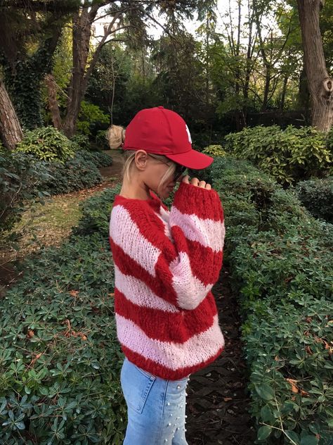 Hand Knitted Fluffy Mohair Sweater Stripe Wool Sweater Bridal | Etsy Colorful Sweater Outfit, Mohair Crochet Sweater, Chunky Knit Sweater Outfit, Wool Sweater Outfit, 2024 Crochet, Knitting Vest, Knit Sweater Pink, Bridal Sweater, Dolly Mixture