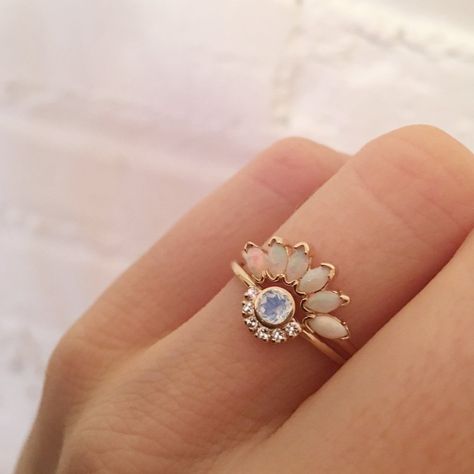 A show stopping, breathtakingly gorgeous opal ring! - Solid 14 rose karat gold - 4x2mm natural bezel set Australian Opals Fine jewelry pieces by this designer are specially made for you. Please allow up to 1 week for shipment. For specific shipping estimates, please contact customerservice@melroso.com. Aztec Rings, Morganite Engagement Ring, Boho Ring, Sea Glass Jewelry, Vintage Bracelets, Engagement Rings Sapphire, Gold Engagement Rings, Unique Engagement Rings, Opal Rings