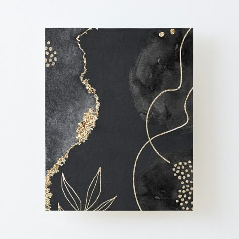 Get my art printed on awesome products. Support me at Redbubble #RBandME: https://www.redbubble.com/i/canvas-print/Gold-Foil-Leaf-Black-Marble-Pattern-It-s-Ok-Positive-Quote-by-Sizzlinks/53350512.56DNM?asc=u Gold Graphic Design, Black Background Painting, Calligraphy Background, Gold Drawing, Gold Art Painting, Black Canvas Paintings, Gold Foil Art, Black Watercolor, Gold Painting