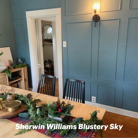 Sherwin Williams Van Deusen Blue, Sw Blustery Sky Paint, 2023 Blue Paint, Blustery Sky Sherwin Williams Bedroom, Sw Moody Blue Paint, Stargazer Sherwin Williams, Blustery Sky Sherwin Williams Exterior, Faded Flax Flower Sherwin Williams, Drizzle Sherwin Williams