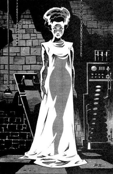 The Midnight Rant: Frankenstein Friday: Bride of Frankenstein art by comic book greats Frankenstein Art, Arte Pin Up, Space Ghost, Bruce Timm, Horror Monsters, Frankenstein's Monster, Classic Brides, 31 Days Of Halloween, Universal Monsters