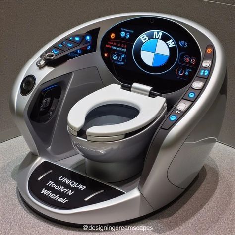 Luxury on Wheels: BMW-Inspired Toilet Wheelchair for Ultimate Comfort Toilet Design Luxury Modern, Futuristic Toilet, Cool Toilets, Hot Wheels Room, Toilette Design, Weird Furniture, Luxury Toilet, Wooden Sofa Set Designs, Unique Furniture Design