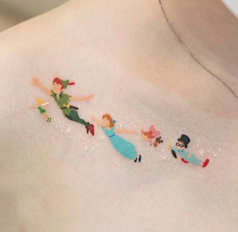 Inspirasi Tato, Pan Tattoo, Peter Pan Tattoo, Peter Pan Art, Story Tattoo, Friends Tattoo, Uv Tattoo, South Korea Seoul, Tatuaje A Color