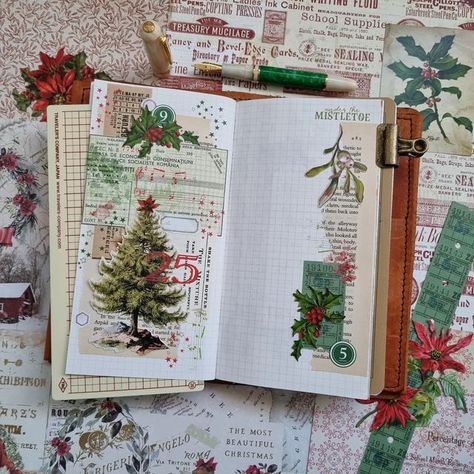 Christmas Journaling Ideas, Christmas Junk Journal Ideas, Christmas Scrapbook Ideas, Scrapbook Yearbook, December Scrapbook, Christmas Bujo, Christmas Diary, Christmas Journaling, Christmas Journals