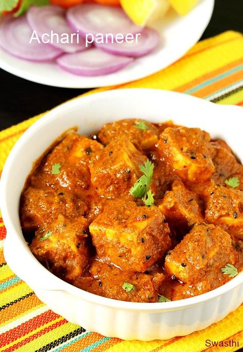 Achari paneer masala recipe | Spicy achari paneer recipe Achari Chicken, Indian Pickles, Paneer Curry Recipes, Achari Paneer, Paneer Masala Recipe, Paneer Curry, Paneer Masala, Tandoori Roti, Restaurant Style Recipes