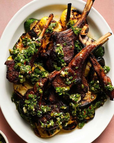 Grilled Lamb Chops with Charred Jalapeño Chimichurri Pear And Prosciutto, Prosciutto Crostini, Grilled Recipes, Lamb Loin Chops, Grilled Lamb Chops, Chimichurri Recipe, Lamb Chop Recipes, Lamb Chop, Lamb Ribs