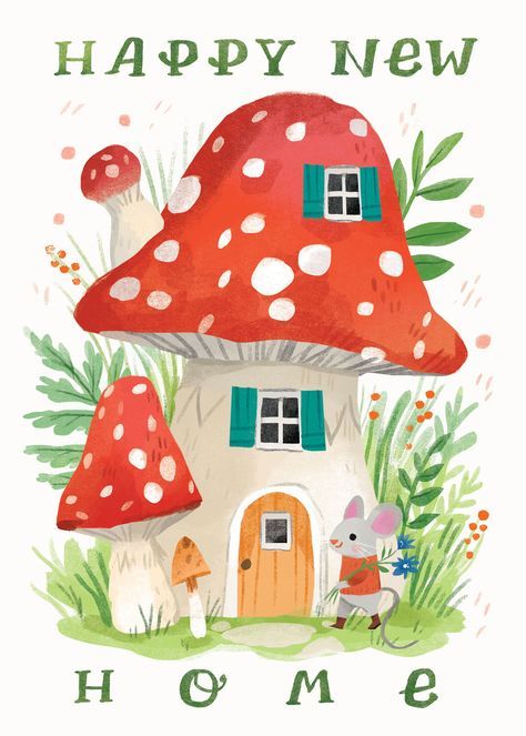 Mushroom House Illustration, Kathryn Selbert, Spring Signs, Art Houses, Mushroom Crafts, Fairy Drawings, Funny Cat Wallpaper, Cute Christmas Wallpaper, Digital Art Beginner