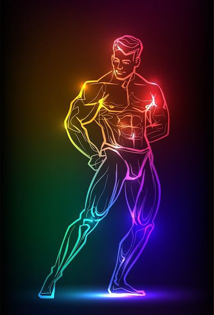 Neon Silhouette, Vector Rose, Gym Icon, Gym Design Interior, Workout Man, Fitness Wallpaper, Gym Wallpaper, Gym Wall Decal, Man Figure