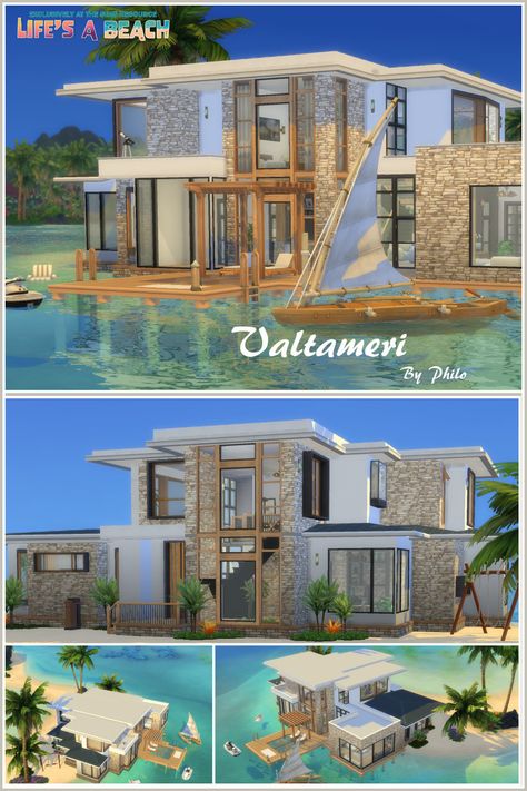 Island Sims 4 House, Sims 4 Cc Vacation House, Modern Sulani House Sims 4, Sims 4 Vacation House Sulani, Sims 4 Beach House Ideas, Sims Vacation House, Sims 4 20x30 House, Sims 4 Ocean House, Sims 4 Beach Villa