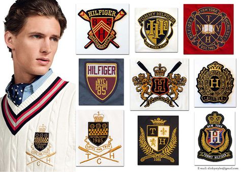 Tommy Hilfiger - Traditional Heritage Badges on Behance Heraldry Design, Clothing Brand Logos, Emb Designs, Mens Polo T Shirts, Bespoke Clothing, Badge Design, Fashion Sewing Pattern, 로고 디자인, Colorful Drawings