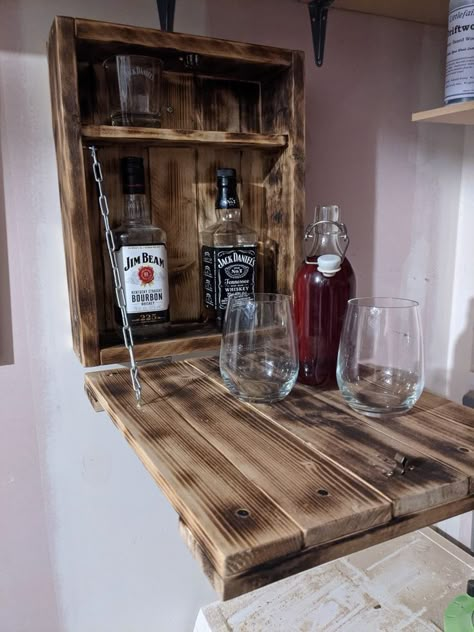 DIY Murphy Bar / Mini Bar | Murphy bar, Diy outdoor bar, Home bar designs Shop Bar Ideas, Mini Bar Ideas, Industrial Lamp Design, Murphy Bar, Mini Bar At Home, Wall Lamps Diy, Small Deck Decorating, Diy Outdoor Bar, Bar Mini