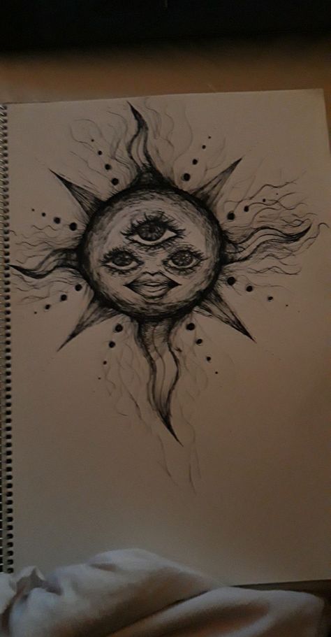 Grunge Pencil Drawings, Grunge Sun Drawing, Grunge Moon Drawing, Grunge Sketches Easy, Creepy Sketches, Sun Drawing, Moon Drawing, Pencil Drawings Easy, Grunge Art