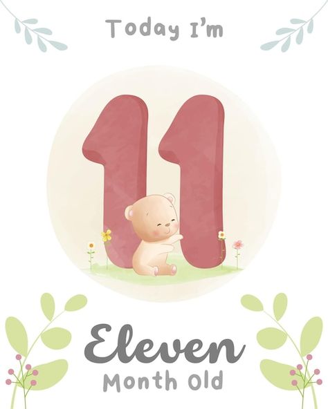 11 Month Milestones Photo Ideas, 11 Month Old Baby, Pregnancy Scrapbook, Baby Backdrop, Newborn Announcement, Free Activities For Kids, Month Stickers, Baby Stickers