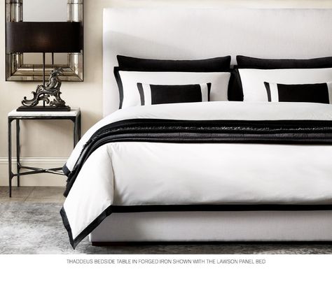 Black White Bedroom Ideas, White And Grey Bedroom, Black White And Grey Bedroom, Restoration Hardware Bedroom, Black White Bedroom, White Bedroom Ideas, Grey Interior Design, Adjustable Bed Base, Bedroom Table