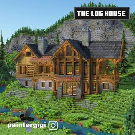 Big Cabin Minecraft, Renovated Minecraft Village, Minecraft House Big Cottage, Minecraft Lodge Log Cabins, Minecraft Scandinavian House, Minecraft Logging Mill, Minecraft Lodge House, Minecraft Vacation House, Minecraft Large House Ideas