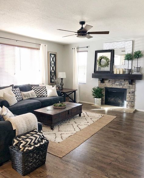 Black Couch, Farmhouse Living Room Decor Ideas, Living Room Sofa Design, Design Seeds, Farmhouse Decor Living Room, Living Room Remodel, Room Remodeling, Room Interior Design, A Living Room