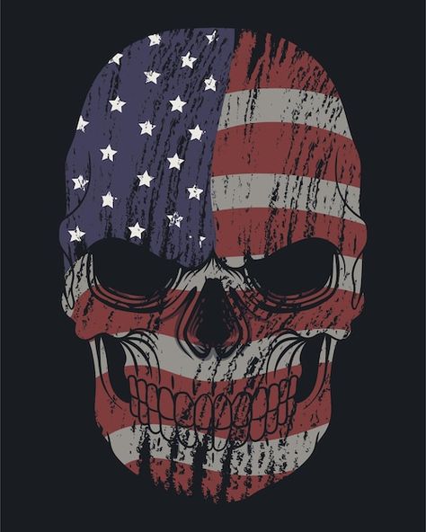 Skull Color, T-shirt Design Illustration, Logo Poster, Skull Logo, Flag Vector, America Flag, Grunge Textures, Yay Images, Skull Tshirt