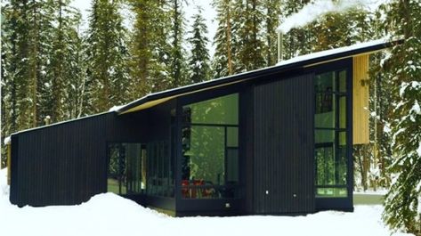 Form and Forest Completes First Flat Pack Prefab Cabin in British Columbia | Inhabitat - Sustainable Design Innovation, Eco Architecture, Gr... Monopitch Roof, Cabin In The Snow, Pitch Roof, Innovation Architecture, Prefab Cabins, Eco Architecture, Shed Roof, Cabin Living, Prefabricated Houses