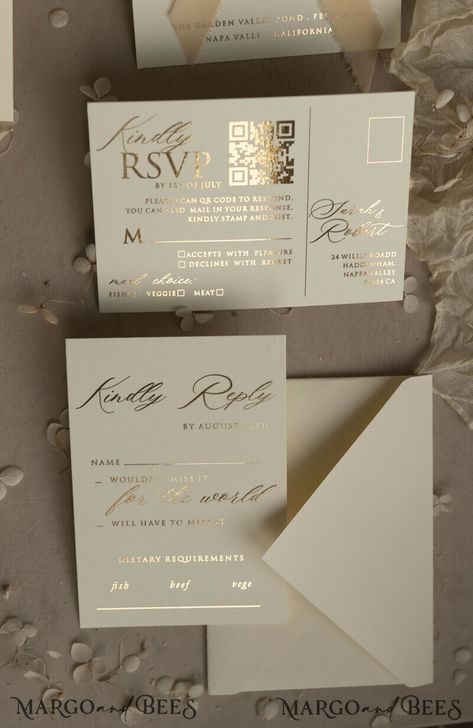 Are you dreaming of a wedding that exudes elegance and sophistication? Look no further than our Golden Ecru deboss Floral Wedding Invitation suite. This modern garden debossed invitation set is the epitome of luxury, featuring intricate floral designs and a stunning golden ecru color palette. Our Golden Ecru deboss Floral Wedding Invitation suite is perfect for couples who want to make a statement with their wedding stationery. The debossed floral design adds a touch of texture and depth, while Debossed Invitation, Ivory And Gold Wedding Invitations, Simple Wedding Invitations Elegant Gold, Wedding Invitations Beige And Gold, Fall Wedding Cards, Boho Style Wedding Invitations, Classic Wedding Invitations Gold Foil, Wedding Invite Gold Foil, Ivory Wedding Invitations